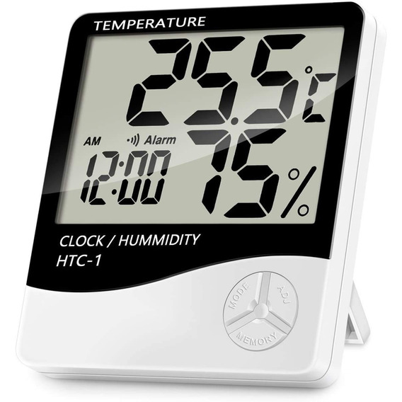 Termometro Higrometro Digital Reloj Alarma Con Sensor