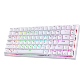 Teclado Gamer Bluetooth Royal Kludge Rk84 Qwerty Inglés Us Color Blanco Con Luz Rgb