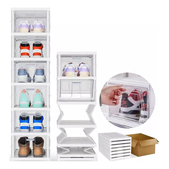 6 Cajas Organizadoras De Zapatos Sneakers Plegable Zapatera