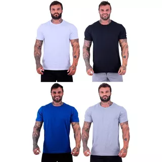 Kit 4 Camisetas Tradicionais Masculinas Lisas Cores Básicas