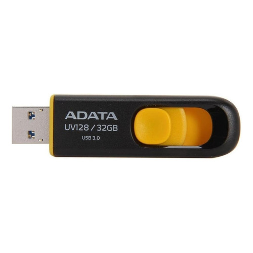 Memoria USB Adata UV128 32GB 3.2 Gen 1 negro y amarillo
