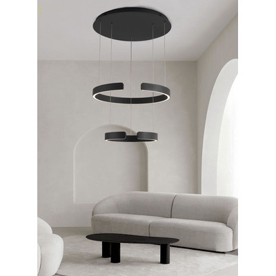 Colgante Led Toluca Doble Negro 80w Aluminio Moderno