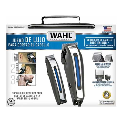 Wahl Deluxe Combo Estuche Kit Cortapelo Y Terminadora 30 Pza Color Negro