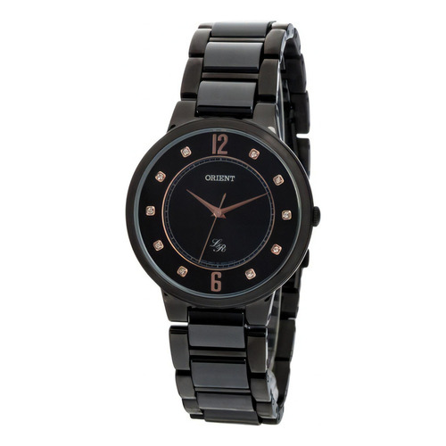 Reloj Orient Ceramica Todo Negro Piedras Mujer Fqc0j001b