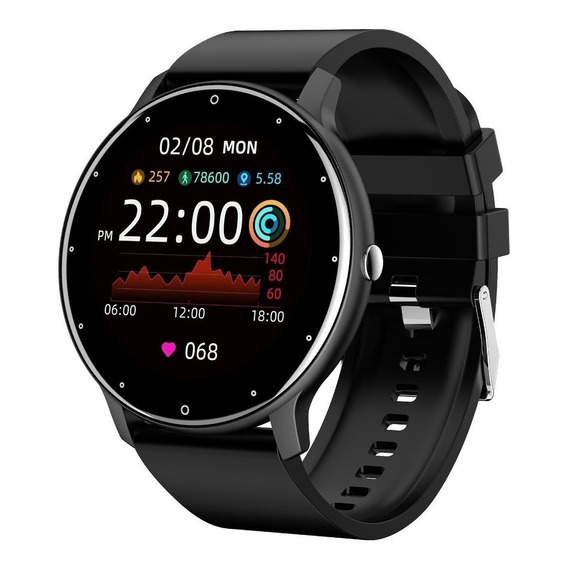 Smartwatch Genérica ZL02 caja  negra, malla  negra de  silicona