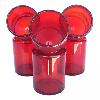 Exclusivos Vasos Old Fashion Vidrio Artesanal Rojo Completo