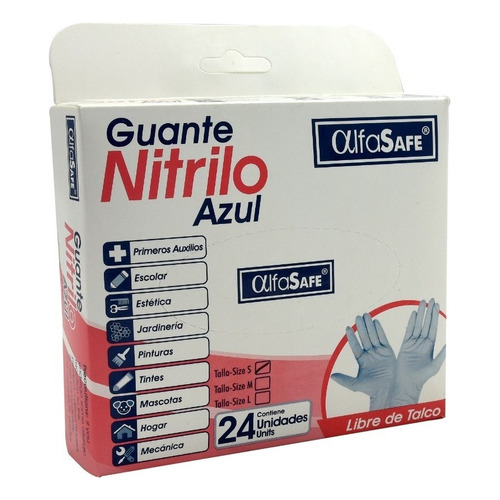 Guantes descartables antideslizantes AlfaSafe Azul talle S de nitrilo x 24 unidades