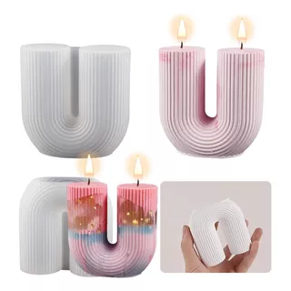 Molde Silicona Vela Rayas En Forma U Velas Resina Yeso 