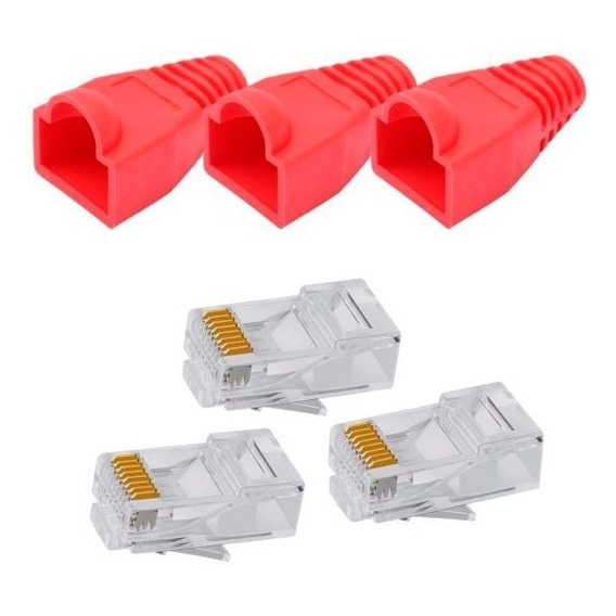 Plug Rj45 Cat 6 Paquete Por 100 Unidades+ 100 Botas