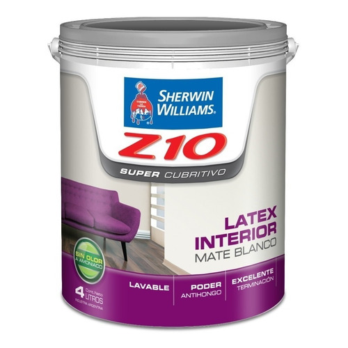 Latex Z10 Interior Mate Supercubritivo Blanco 4 Lts