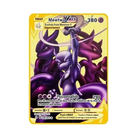 Carta Pokémon Metálica Mewtwo Vmax Gigantamax Español Exclus