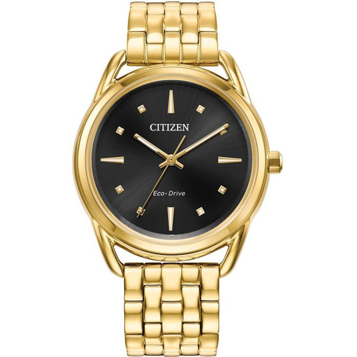 Reloj Citizen Dress Classic Fe7092-50e Para Mujer Color de la correa Dorado Color del bisel Dorado Color del fondo Negro