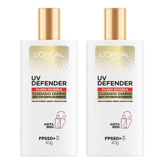 Combo X2 Loreal Uvdefender Fotoprotector Fps 50+ Fluido  40g
