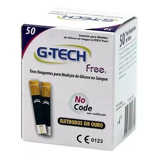 50 Tiras De Teste Glicemia P/ G-tech Free E Free Smart