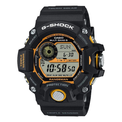 Reloj Casio G-shock Rangeman Gw-9400y-1 Original E-watch Color de la correa Negro Color del bisel Negro Color del fondo Negro