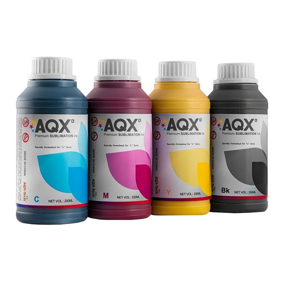 Combo Tinta Sublimacion Premium Aqx 250ml X 4u = 1 Litro Para Epson L3110 L3150 L4150 Xp 241 211 Xp241 441 + 