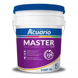 Acuario Premium  Pintura Vinílica Master  19 L. Color Guinda, Beige , Colores