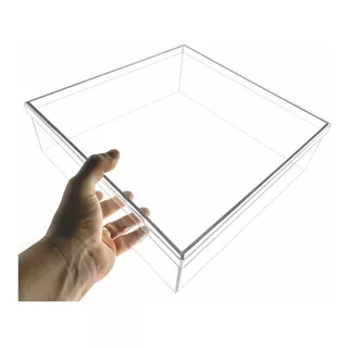 Caixa Acrilica Transparente Multiuso Resistente 30x30x10cm Liso