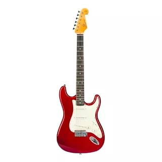 Guitarra Eléctrica Sx Vintage Series Sst62+ De Tilo Candy Apple Red Brillante Con Diapasón De Palo De Rosa