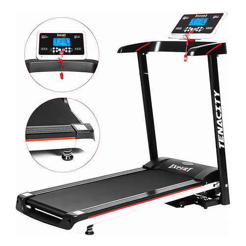 Caminador Eléctrico Plegable Expert Fitness Tenacity 2.0 Hp Color Negro/Rojo/Blanco