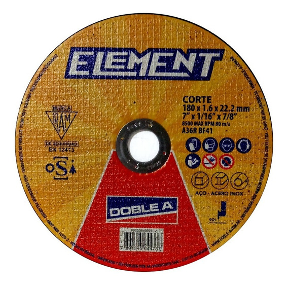 50 Discos De Corte Metal Doble A Element 180 X 1,6 Amoladora