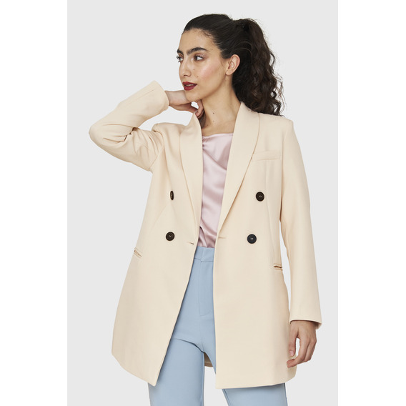 Blazer Largo Cuatro Botones Crema Nicopoly