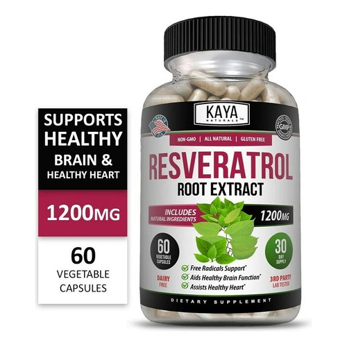 Resveratrol 1200mg (60 Cápsulas) Kaya Hecho En Usa Sabor Sin Sabor