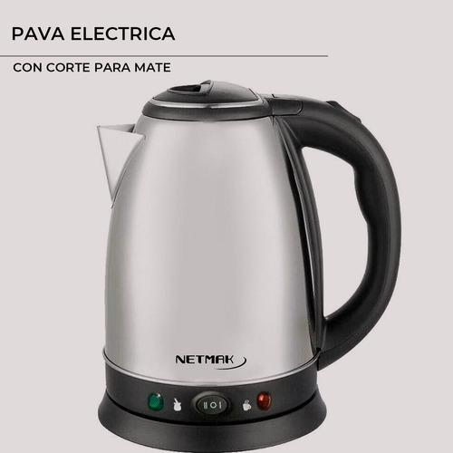 Pava Eléctrica Netmak Nm-pav01 Acero Inox 1.8 L Corte Mate Color Plateado