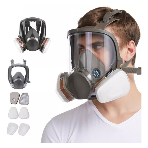 Máscara Gas Full Face 6800 + Filtros 6001 Respirador