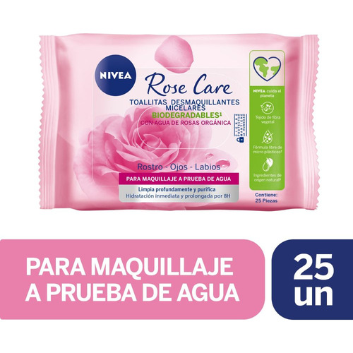 Toallas Desmaquillantes Biodegradable Roses 25u Nivea