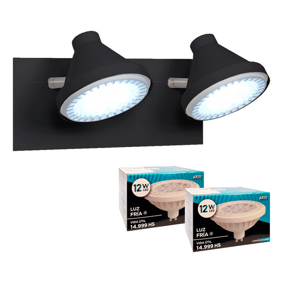 Set Aplique Direccional Oslo S216 + 2 Lampara Led 12w Fria