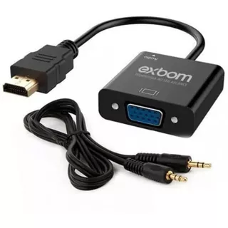 Cabo Conversor De Hdmi Para Vga Adaptador Com Saída P2 Áudio