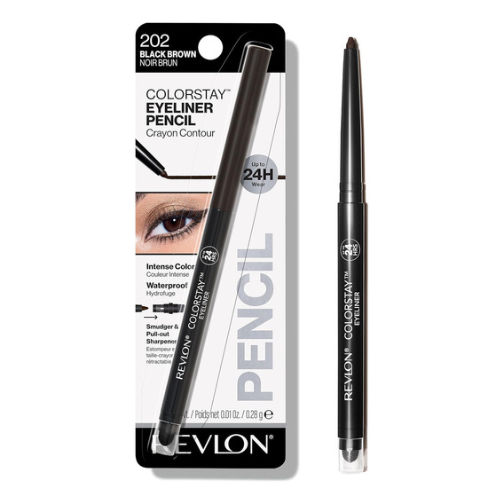 Delineador de ojos retráctil Revlon Delineador de ojos Revlon ColorStay Retráctil Tono Black color black brown con acabado mate