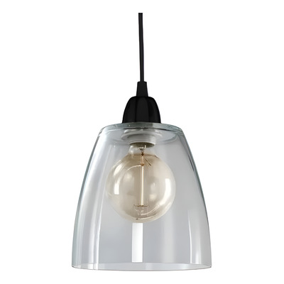 Colgante 1 Luz Vidrio Transparente Negro Vintage Apto Led Transparente/negro