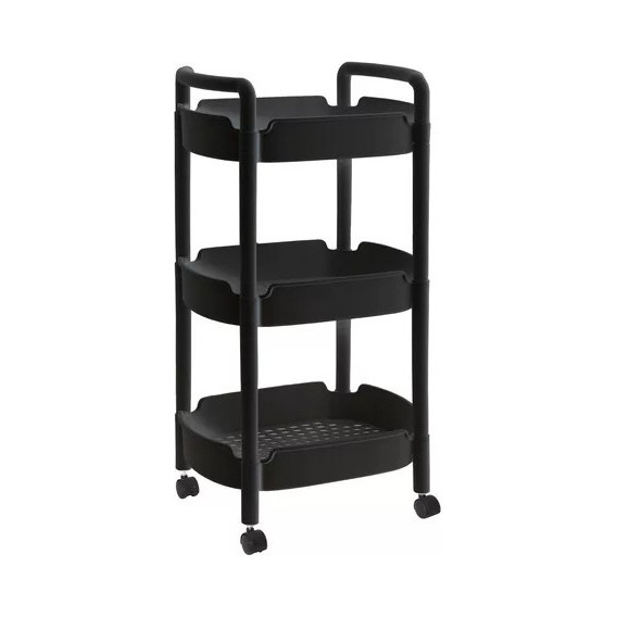 Carrito Organizador 360 Multiusos 3 Niveles Negro Plástico