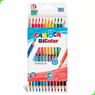 Lápices Bicolores De Dos Caras, 12 Crayones, 24 Colores, Carioca Kids