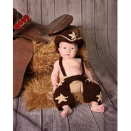 Conjunto Newborn Cowboy E Cowgirl Croche -  Prop Peão Rodeio