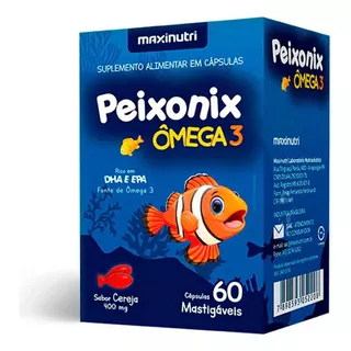 Peixonix Ômega 3 Mastigável 400mg 60 Cápsulas Sabor Cereja Maxinutri