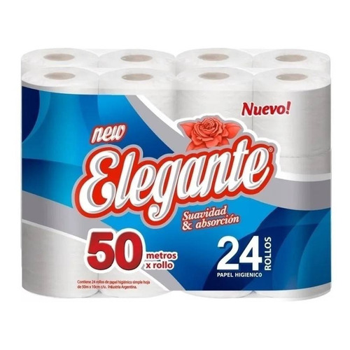 Papel higiénico elegante blanco 50 Mts X 24 rollos bolsón