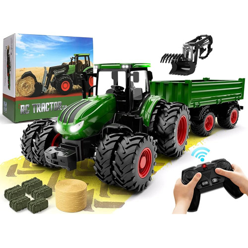 Control Remoto Tractor Toy, Kids Rc Tractor Set & Truck And