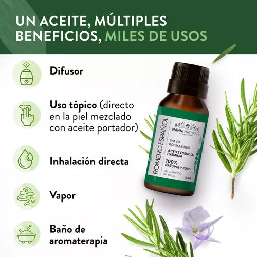Aceite Esencial de Romero Español 15ml para Aromaterapia y Difusor