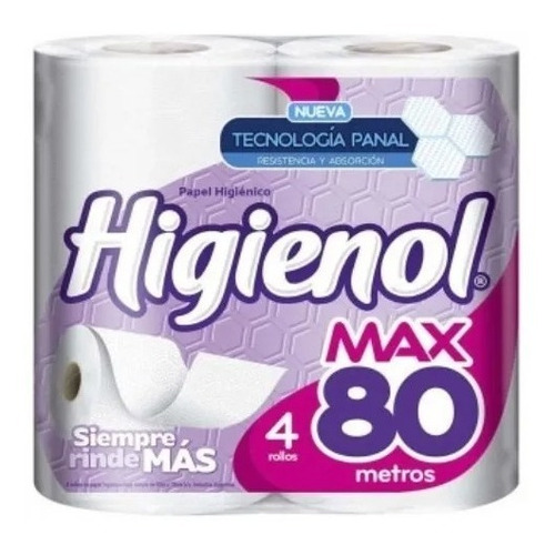 Papel Higiénico Higienol Max Simple 80 mts De x 4 unidades