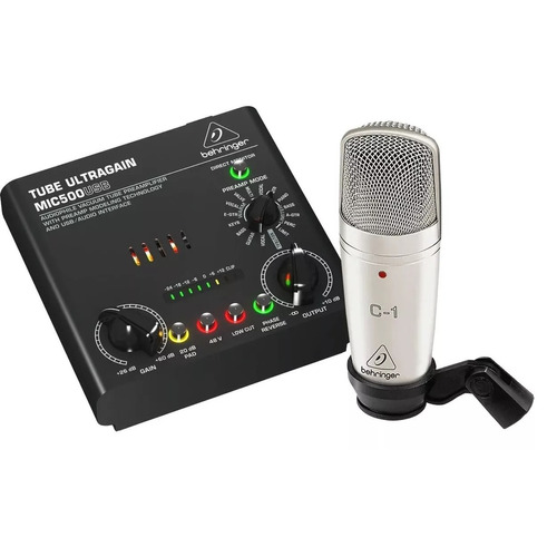 Kit Grabacion Behringer Voice Studio Interfaz Usb Mic500 C-1 Color Negro/Gris