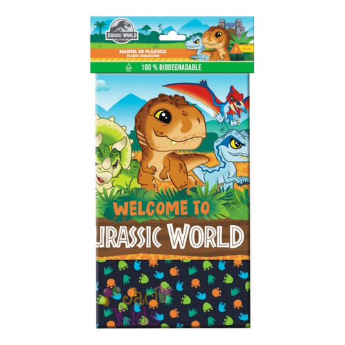 Mantel De Plástico Jurassic World Infantil Dinosaurio Jur0h2 Color Verde y Cafe