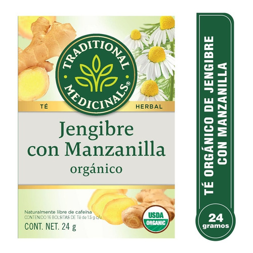 Té Traditional Medicinals Jengibre Con Manzanilla 24g