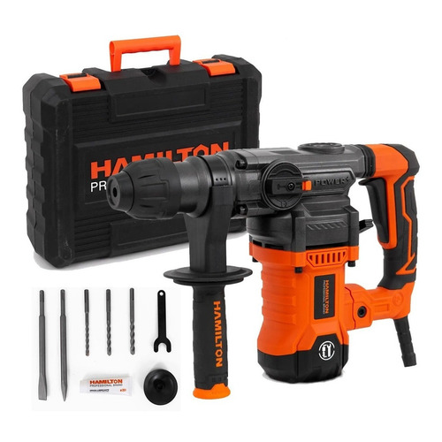 Rotomartillo 1500w 7,5j Con Accesorios - Hamilton Hrm005 Color Naranja Frecuencia 50 Hz/60 Hz