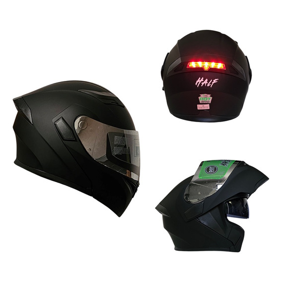 Casco para moto rebatible Half Ying negro mate talla S (55 - 56 cm)