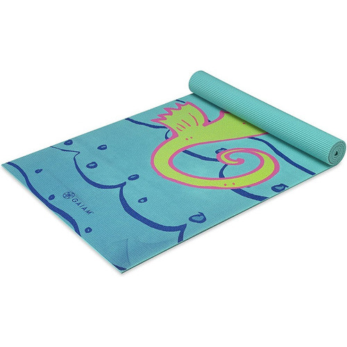 Tapete Para Yoga Gaiam Buho Infantil Para Niñas Y Niños 4 Mm Color Celeste / Seahorse