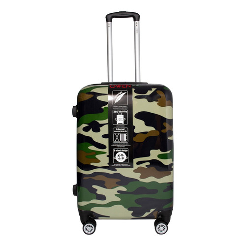 Owen Valija De Viaje Grande Estampada Rígida Ow40006 24 Color Blanco Camuflada Verde