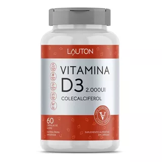 Vitamina D3 Colecalciferol 2000 Ui - 60 Cáps Lauton Vegano Sabor Sem Sabor
